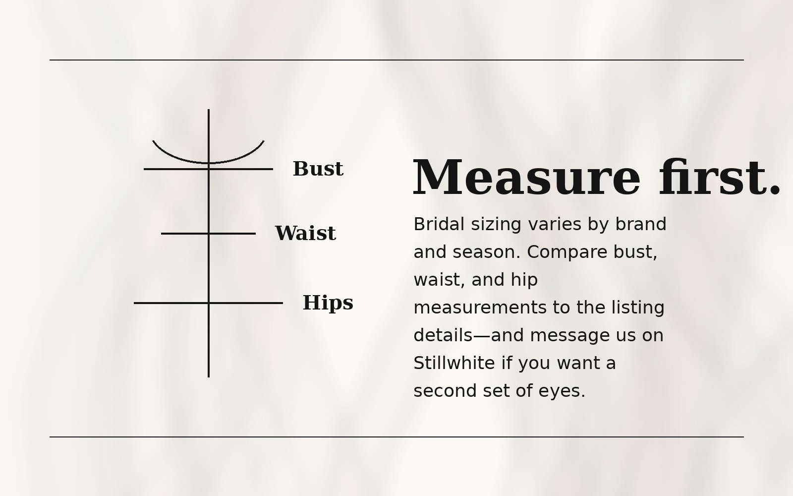 Illustration showing bridal bust, waist, and hip measurements