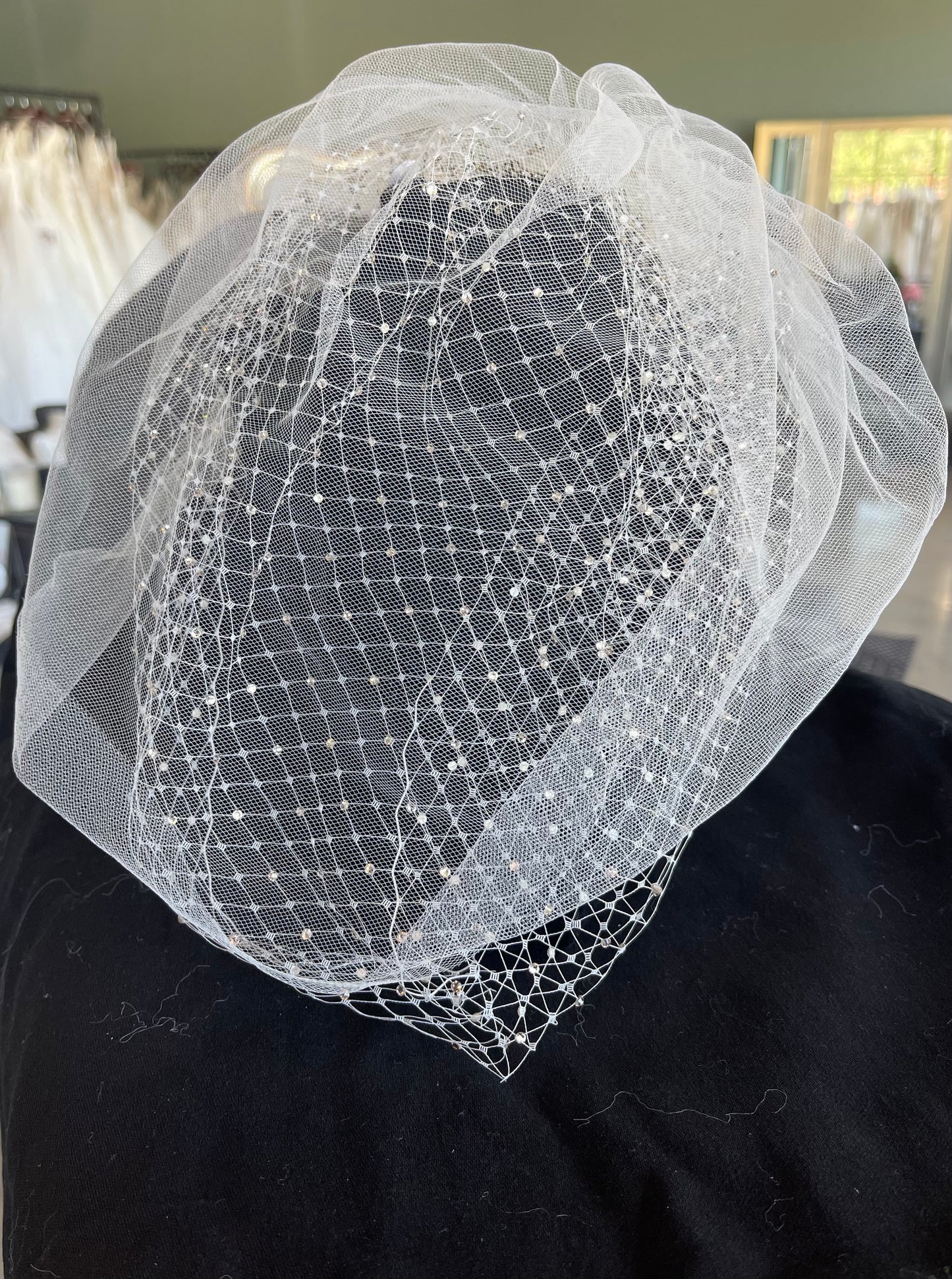 Beaded cage veil